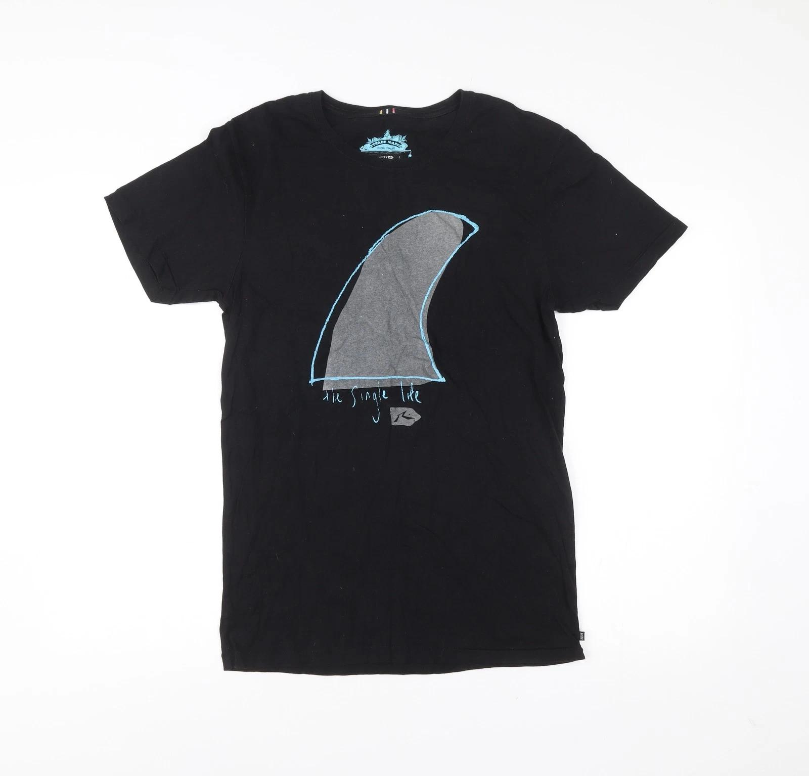 Rusty Mens Black Small Graphic Surf T-Shirt Short Sleeve Crew Cotton XL
