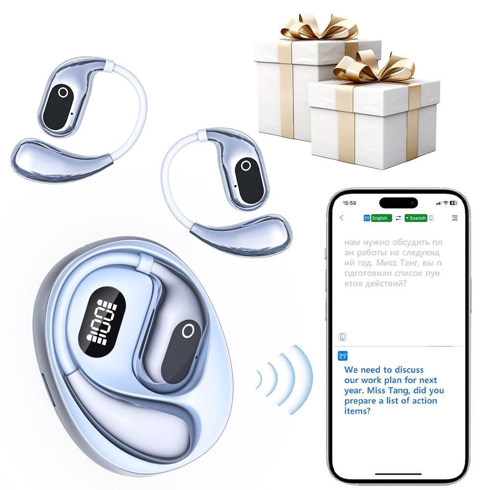 AI Language Translation Earbuds 138 Languages Bluetooth-Compatible 5.3 Translator Earbuds Open Air Traductor for Business Travel