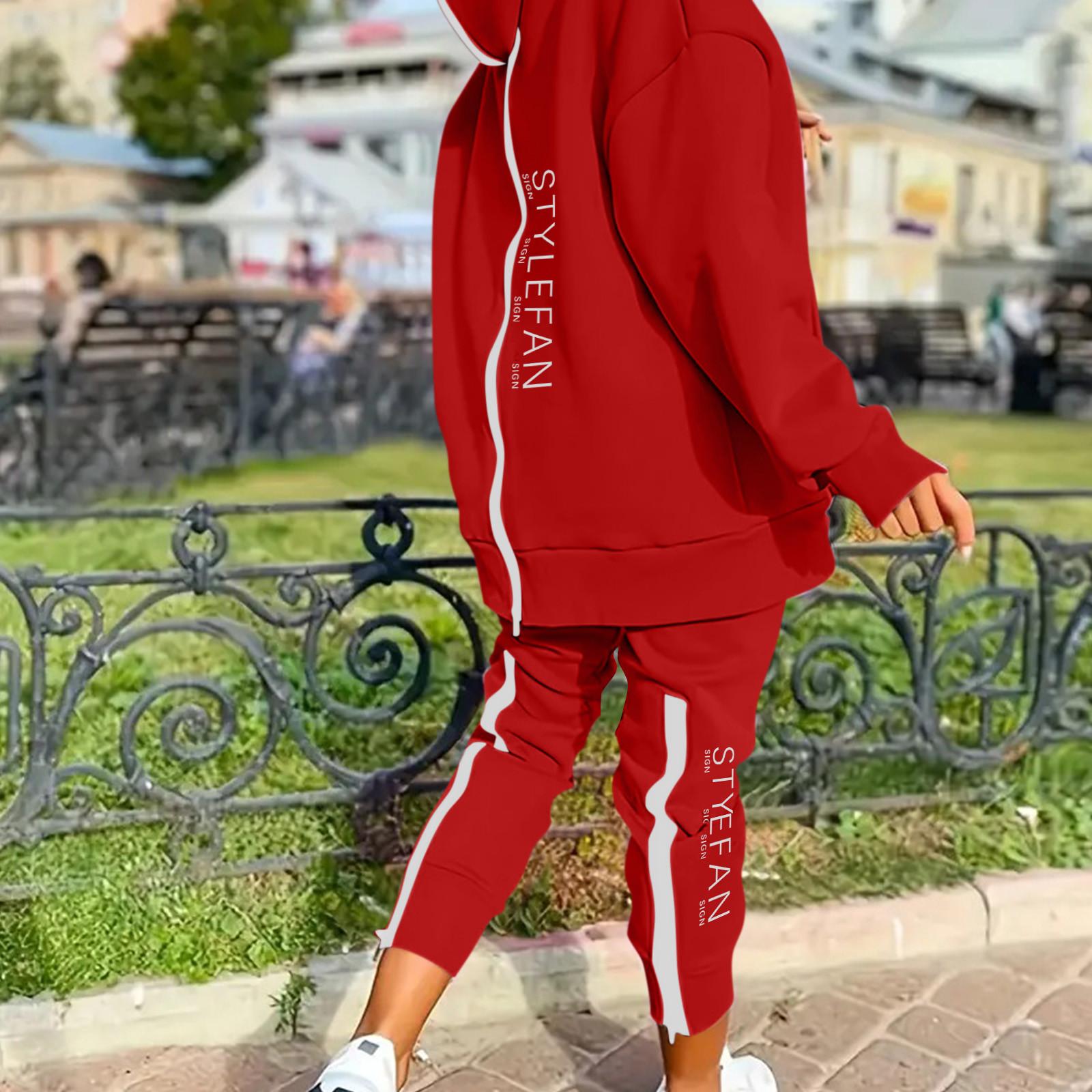 

Женский комплект из двух предметов с длинными рукавами, длинными брюками и капюшоном на молнии L винный