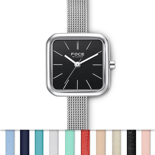 

[FOCE Lady] FOCE Lady Women s Macaron Changeable Band Watch FM2014BK White Saffiano Leather