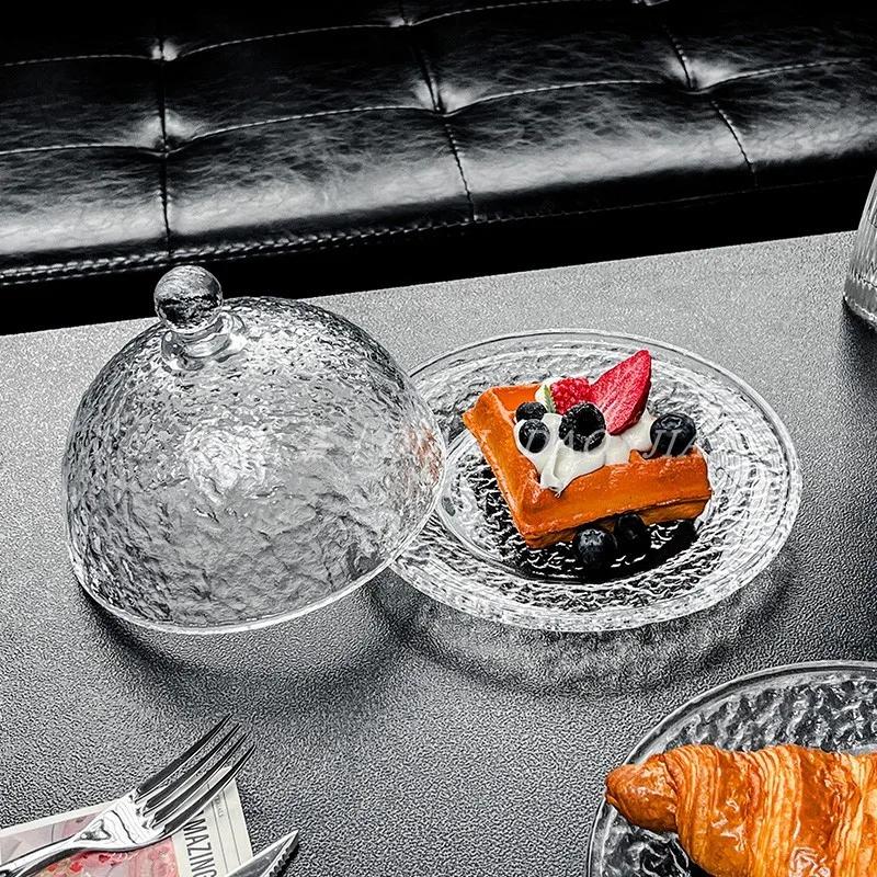 Transparent Glass Plate Dessert Plates Dining Plate Butter Dish Display Tray Dim Sum Dish Cake Plates Fruit Dish Salad Bowl