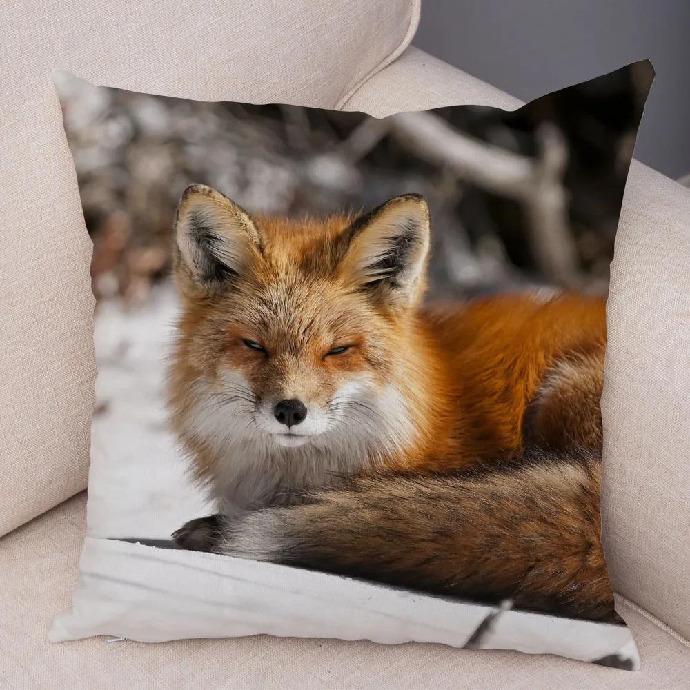 Cute Wild Fox Pillowcase Office Living Room Car Ornaments Home Pillowcase