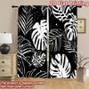 2D flat Photography Backdrop Tapestry Black and White Leaves 100% Polyester Festive Backdrops Use for Suitable for indoor
