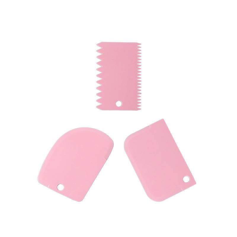 3Pcs Cream Scraper Suit Diy Kitchen Straight Arc Tooth Shape Cream Bread Cutter Plastic Cake Pasty Scraper Baking Fondant Tools