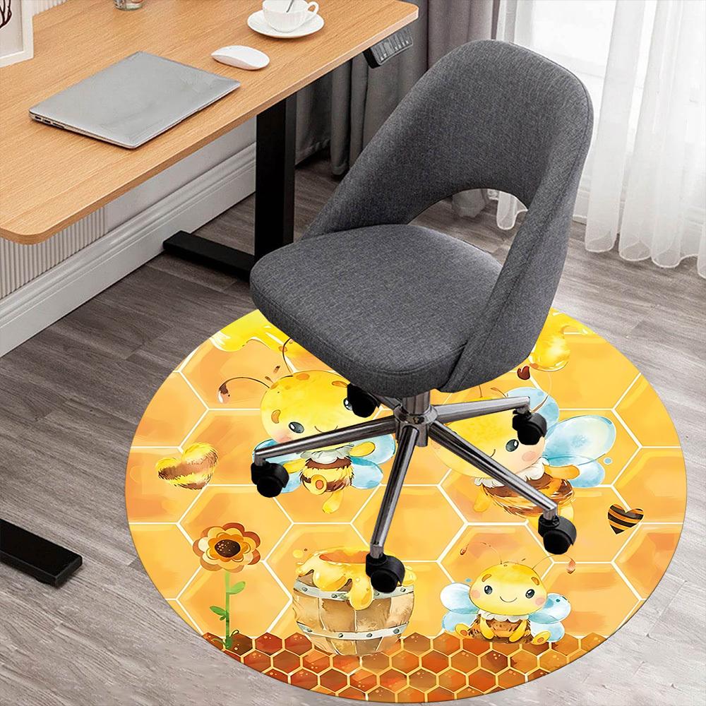 1pc Bee Honeycomb Round Chair mat Area Rug - Non-Slip, Floor Mat for Office, Bedroom, and Indoor Decor c1125129