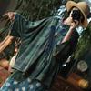 Johnature Camicie Vintage da Donna Top Primavera Stile Cinese Stampa Floreale Cintura Camicette Scollo a V Patchwork Camicie