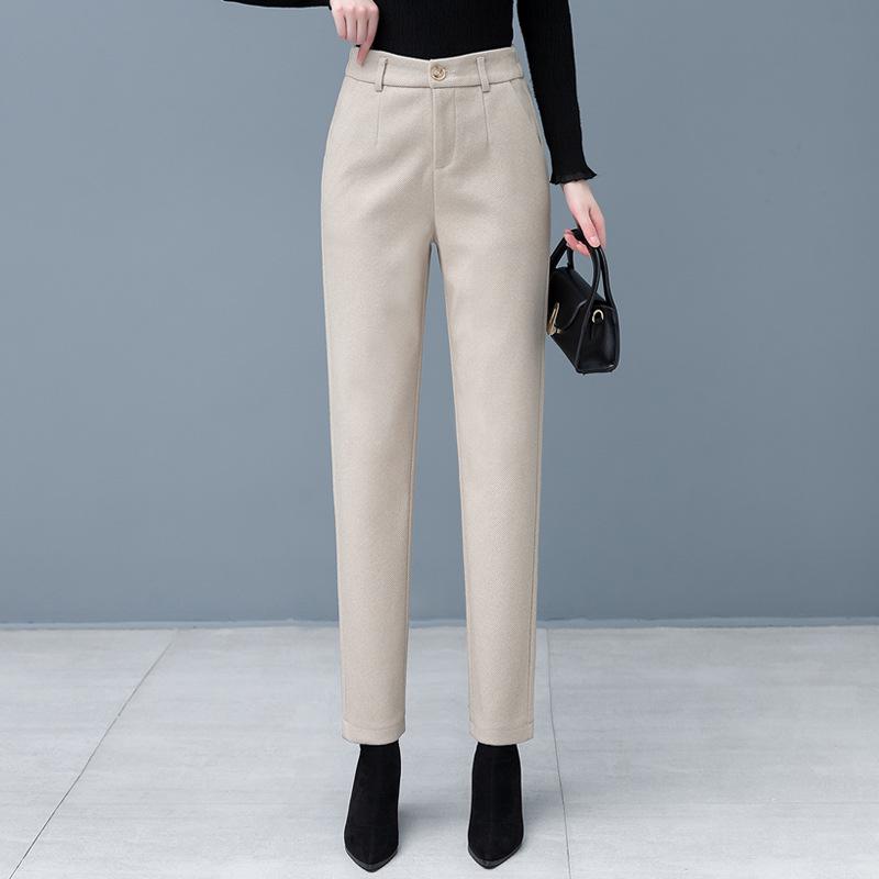 

Женские шерстяные укороченные брюки галифе с высокой посадкой, стройнящие - Универсальные маленькие брюки-сигареты S (suggested 40-47.5 kg) абрикосовый