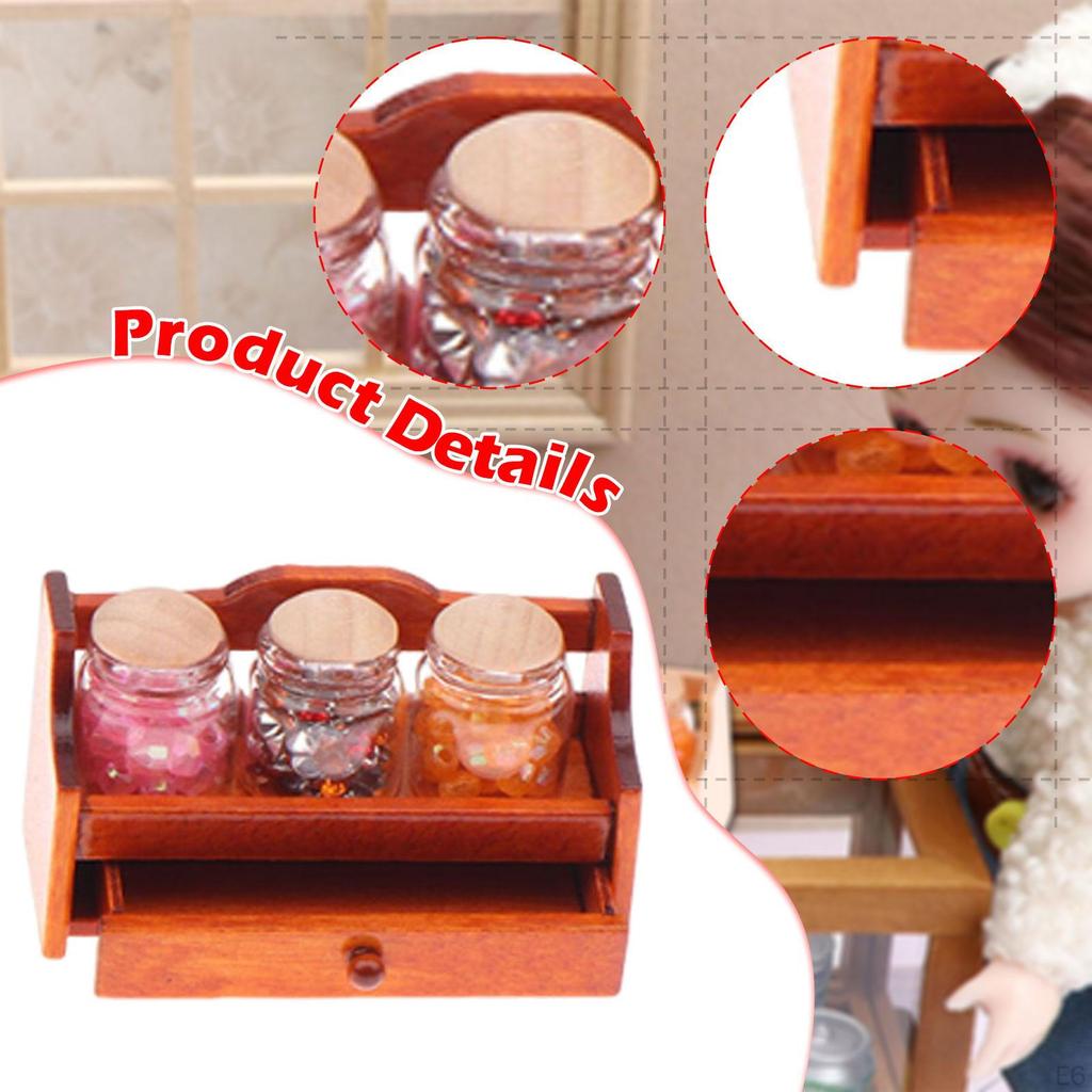 1/12 Candy Jars Dollhouse Food with Slices Pretend Play Display Holder Mini Storage Shelf