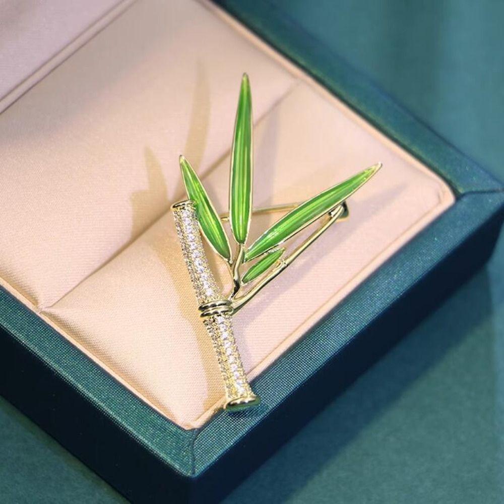 

Diamond-studded Bamboo Shape Brooch Zinc Zinc Alloy Cute Coat Decoration