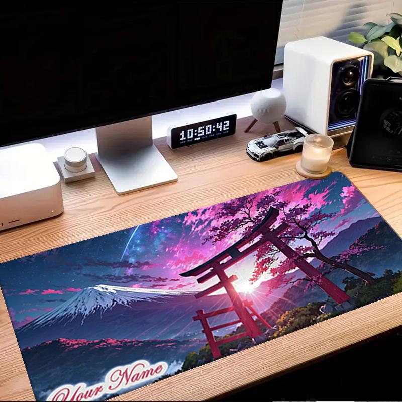 1PC Custom Name Japanese Torii Gate Mount Fuji Mouse Pad, Keyboard and Mouse Desk Pad, for Computer Notebook  Birthday Gift For Any Room Or Office