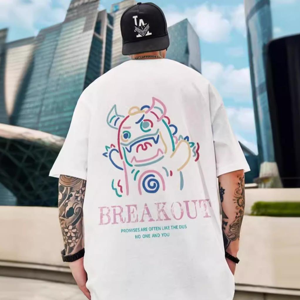 

Мужская футболка с короткими рукавами и принтом Imp, свободная летняя футболка для пар большого размера High Street Tide 8XL