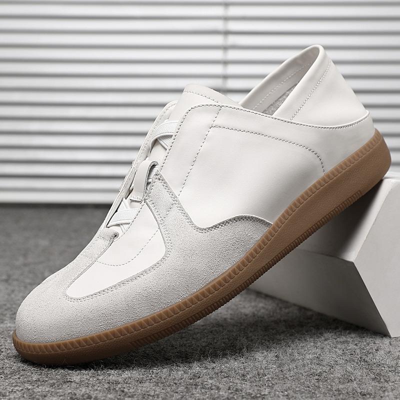 new Men Genuine Leather Casual Shoes Fashion Flat Skate Shoes Youth Street Cool Slip-on Sneaker