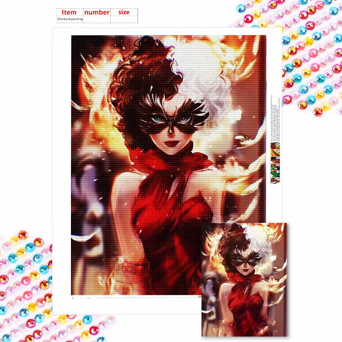 

Маска для алмазной живописи своими руками, набор для вышивки крестом «Королева», мозаичное искусство, алмазная живопись, полный круглый алмаз, украшение для дома Round 20x30cm