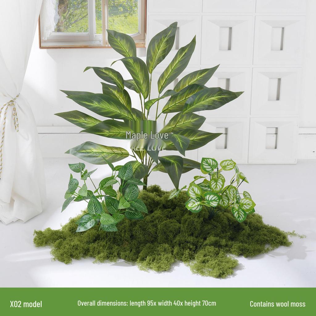 Luxury Faux Green Plant and Flower Decor - Indoor Moss and Grass Clusters for Elegant Landscaping.
