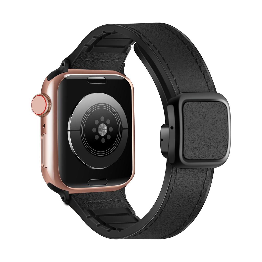 Genuine Leather Strap for Apple watch band 45mm 44mm 40mm 41mm 49mm 42mm Magnetic bracelet correa Series 9 8 7 6 5 4 SE Ultra 2