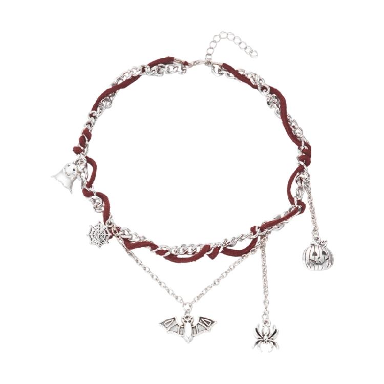 Adjustable Halloween Necklace Bracelet with Specter Bat Pumpkin Spiders Charm Alloy Jewelry Suitable for Various Occasion