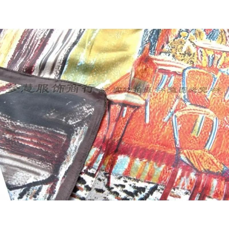 Frühling Herbst Damen Seide Quadratischer Schal Stola China Stil Polyester Satin Hijabs Schals Damen Seidenschals Kaffee 90*90cm