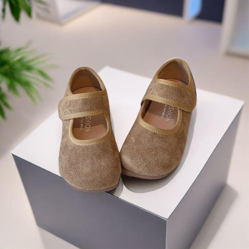 Girls Frosted Leather Mary Jane Shoes 2025 New Girls Shallow Mouth Birkenstock Shoes Mouth Velcro Doudou Shoes Single Shoes