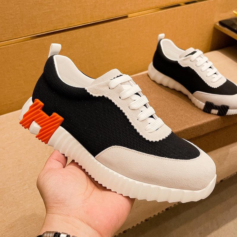 Outdoor Casual Shoes Men's Matte Leather Breathable Running Shoes Trendy Brand Light Luxury Fashion Contrasting Sports Shoes