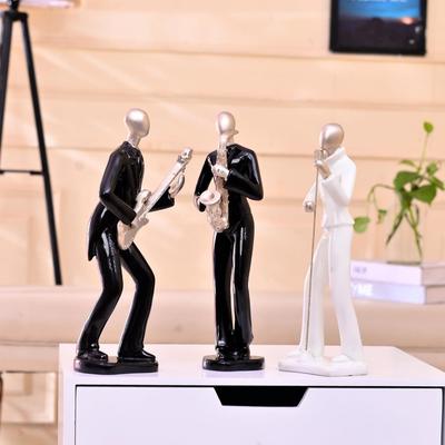 Zestaw Muzyków Harmony in Motion | Oszałamiający Hołd dla Sztuki i Melodii | Dodaje Rytmicznej Elegancji Twojemu Wystrojowi – Zestaw 3 sztuk, Czarno-Złoty