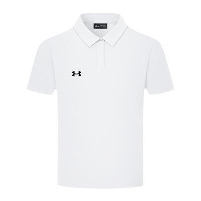 Plain Simple Logo Print Breathable Short Sleeve Polo Shirt Unisex Tops White 25500504-100