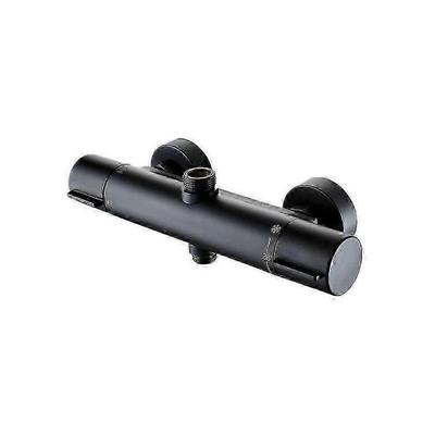 Baterie termostatică de duș 38 Negru Baie Baterie termostatică de duș Două ieșiri Joasă G 1/2" Înaltă 3/4" BSP Alamă Crom Baterie de duș