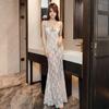 Summer Tube Top with Diamond Lace Suspender Fishtail Dress Skirt Women's Waist and Thin Long Temperament Light and Familiar Style Banquet Wear