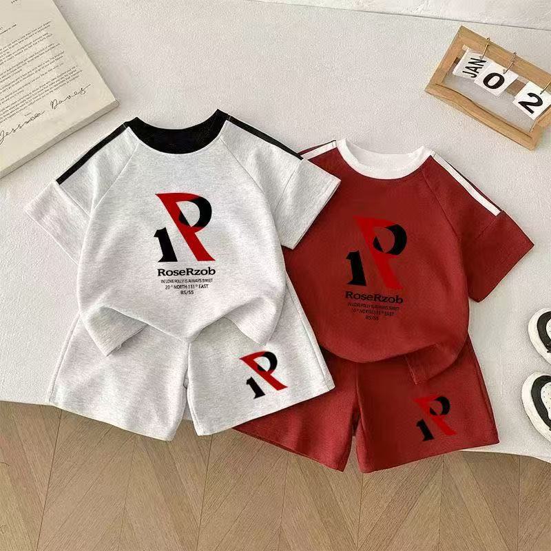 Boys' Summer Outfit Set Fashionable Printed T-shirt Children's Short Sleeved Two-piece Set