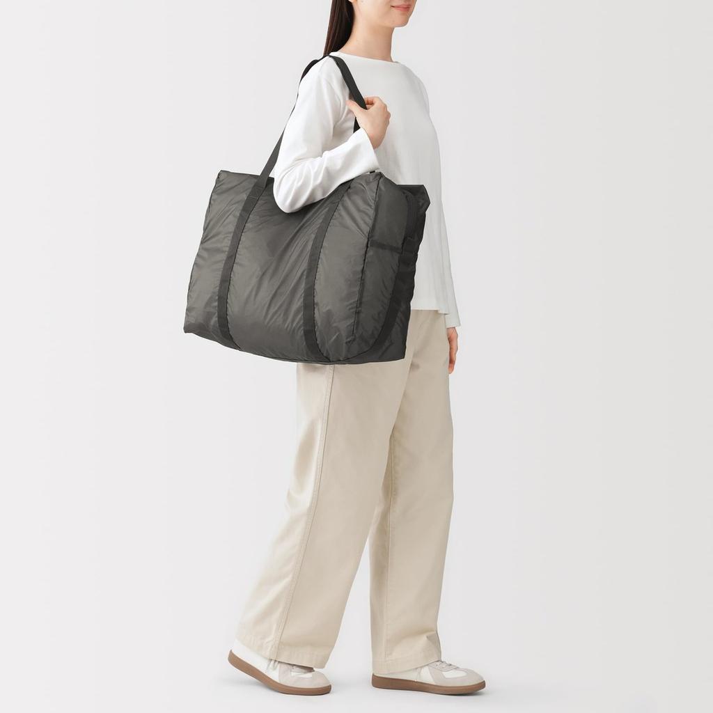 MUJI Lightweight Foldable Nylon Boston Bag Charcoal Gray 35L 52x19x38cm