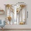 Set Of 2 Elegant Flat Gold Vintage Print Curtains Dining Room Bedroom Living Curtain With Rod Pocket Polyester Perfect For Great