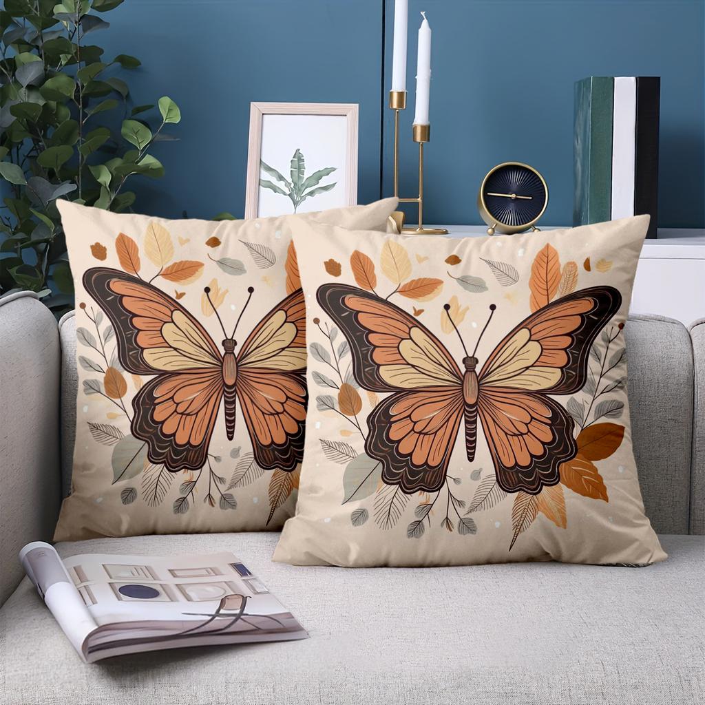 1 Pieces Bohemian Butterfly Fall Leaves Throw Pillow Cover Pattern Cushion Cover Suitable For Sofa Bedroom Car Pillow Cover