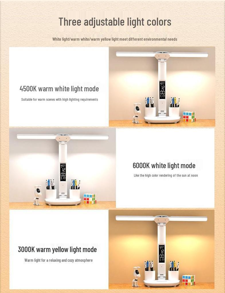 Rechargeable & Plug-In Student Desk Lamp: Eye-Protection, Bright for Study & Dorm Use