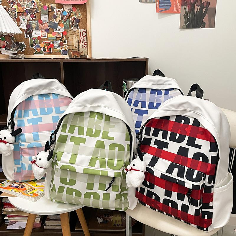 Creative Printed Letter Backpack Bag Casual Simple Large Capacity Men And Women The Same College Student Campus Bag