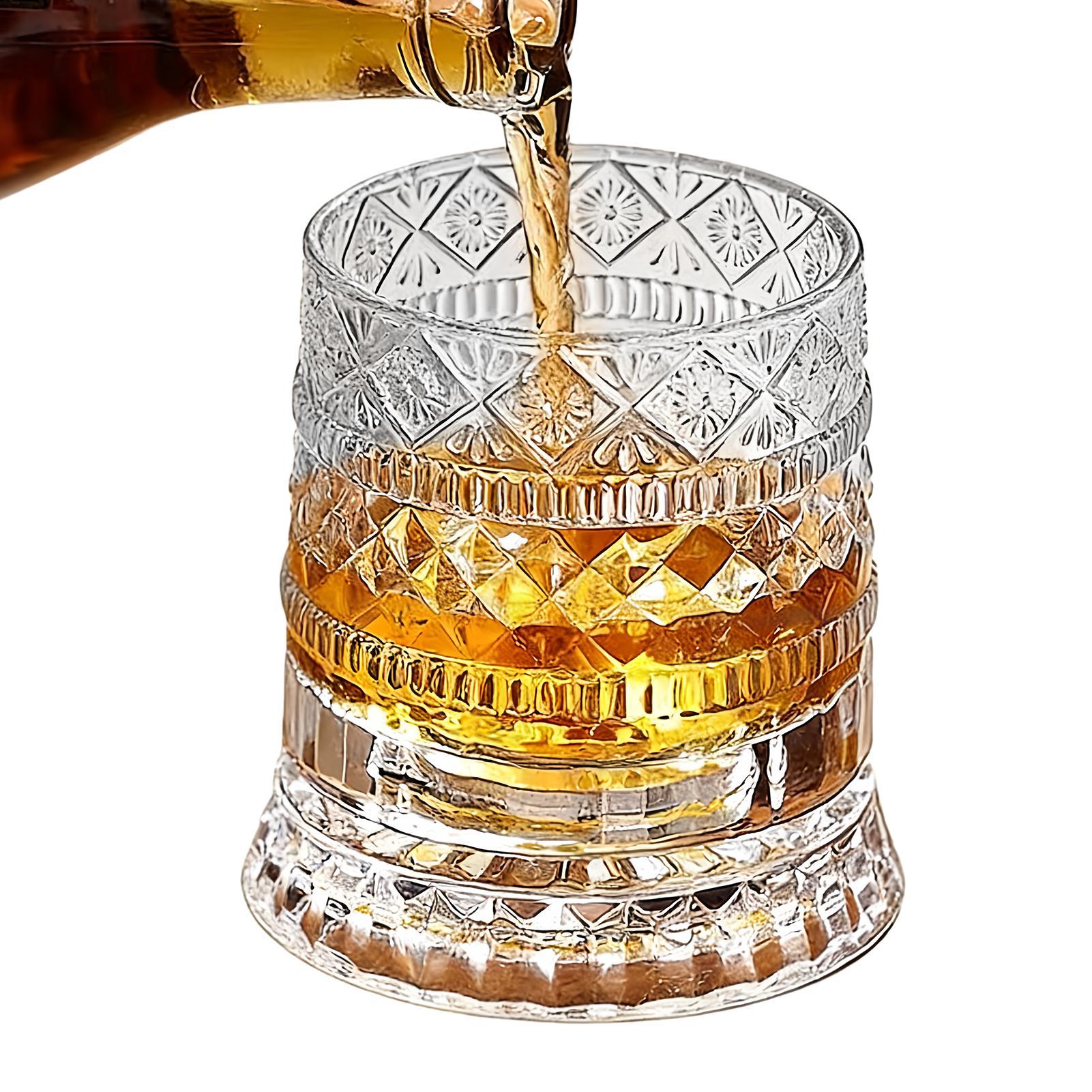

360 Degree Rotating Whiskey Glass Bourbon Glassware rotating Crystal Glass Cocktail Drinking Glasses Suitable For Wine Lovers CN
