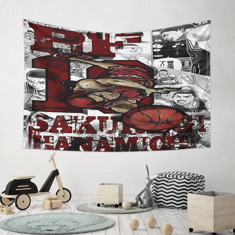 "Dynamic Basketball Slam Dunk Design" Pattern Wall Hanging Tapestry Decorative Tapestry Home Decor for Bedroom and Living Room