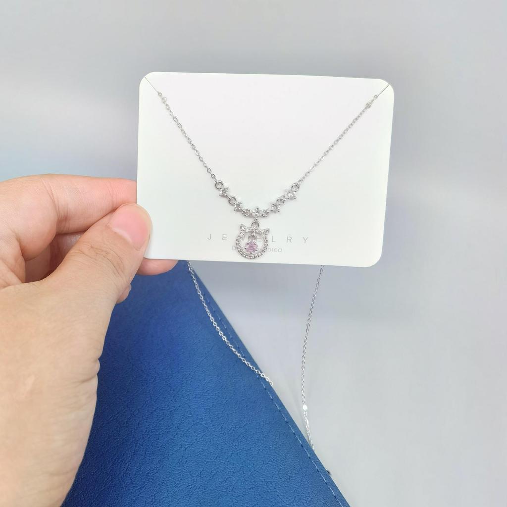 Titanium Steel Tassel Pearl Necklace with Zircon - Women's Luxury Clavicle Chain