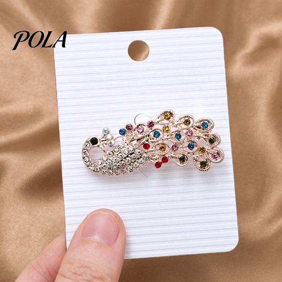 Colorful Peacock Jewelry Rhinestone Brooch Pin, Animal Shape Alloy Lapel Sweater Secure Clasp Cardigan Coat Clothing Accessories, Gift for Women