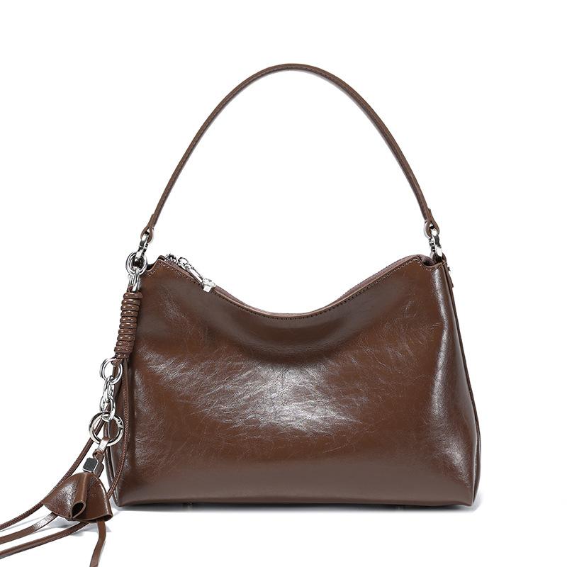 2025 New Matte Cowhide Underarm Bag for Women Genuine Leather Shoulder Bag High-End Handbag Niche Design Crossbody Bag