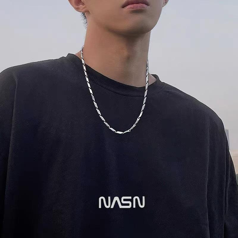 Diamond-Shaped Titanium Steel Necklace: Versatile Men's Accessory, Light Luxury Stainless Steel Sweater Chain, Women's High-End Long Necklace