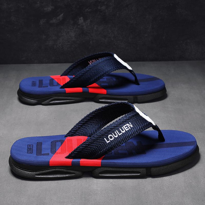 

Fashion 2025 Summer Men Flip Flops High Quality Fashion Beach slipper Men Casual Breathable Antiskid Beach Slippers Outdoor Male Slipper 39 темно-синий