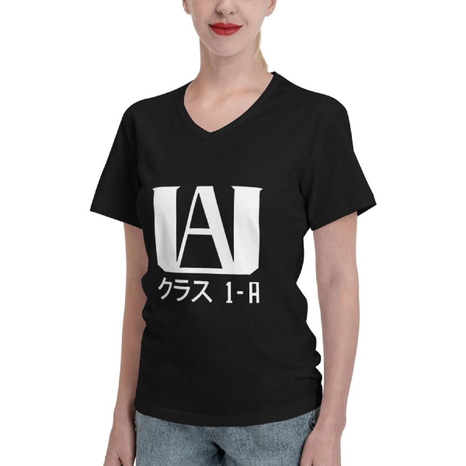 

Hokiis Women s T-Shirts My Hero Academia Short Sleeve Casual V-Neck Tops Loose Fit Summer Cotton Tees XXXXXL різнокольоровий