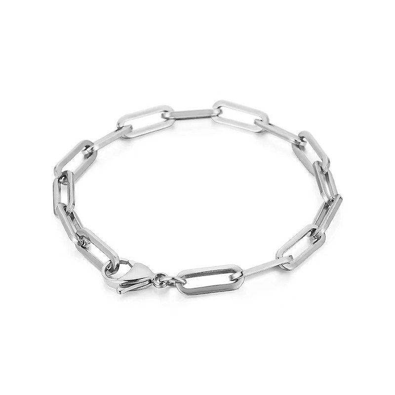 INS Titanium Steel Square Men Cuban Hip Hop Bracelet Regular Style 17Cm*Width 5.5mm