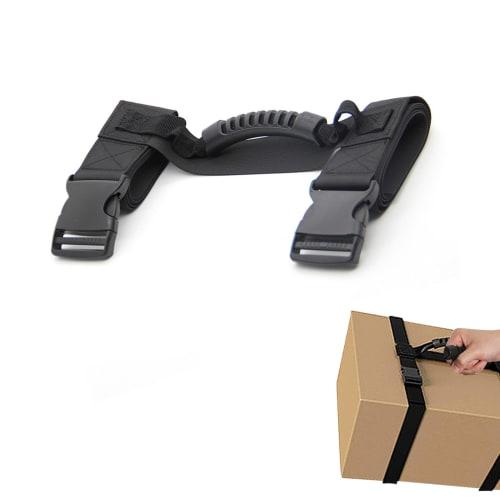 Carrying strap for moving furniture, cardboard furniture boxes, and hand trucks
