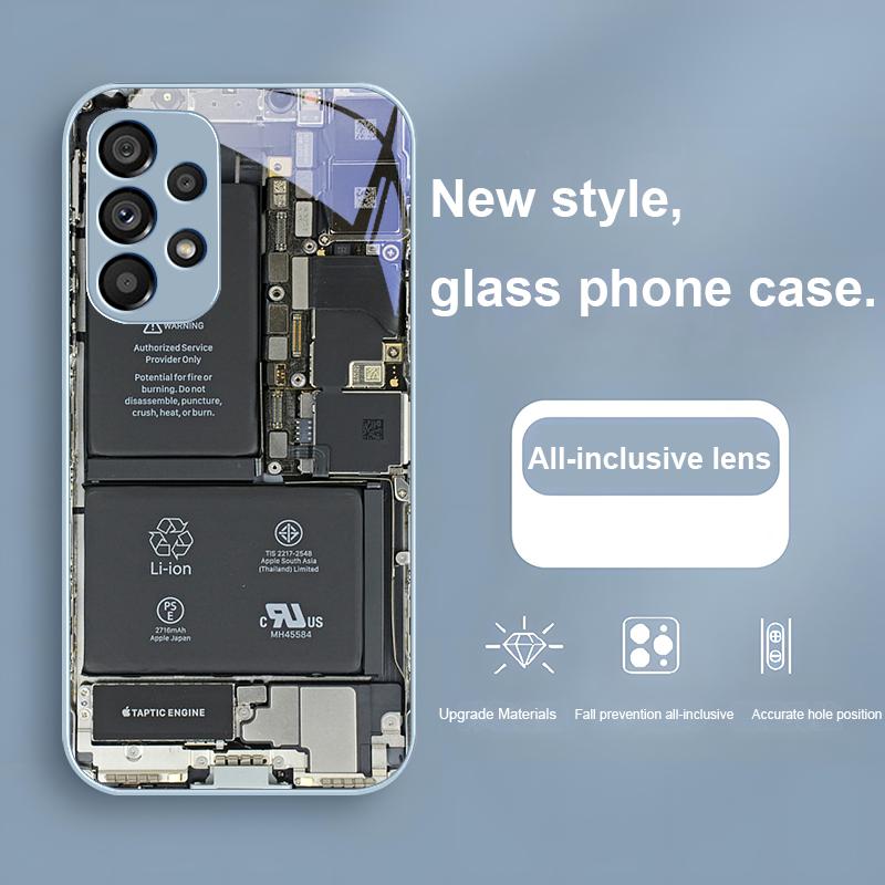 Creative Circuit Board for Samsung Galaxy S24 Plus S20 21 FE S23 Ultra S8 9 A70 72 73 50 51 52 53 Tempered Glass Phone Case