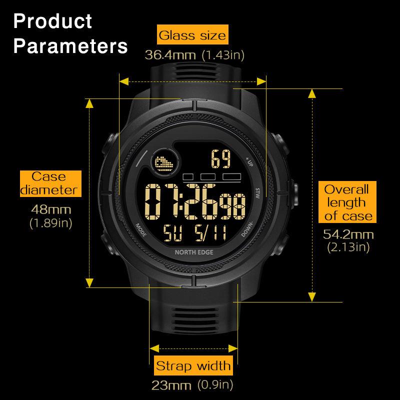 NORTH EDGE Mars5 Men Digital Watch Outdoor Sports Watches Fashion Multifunctional Electronic Watch