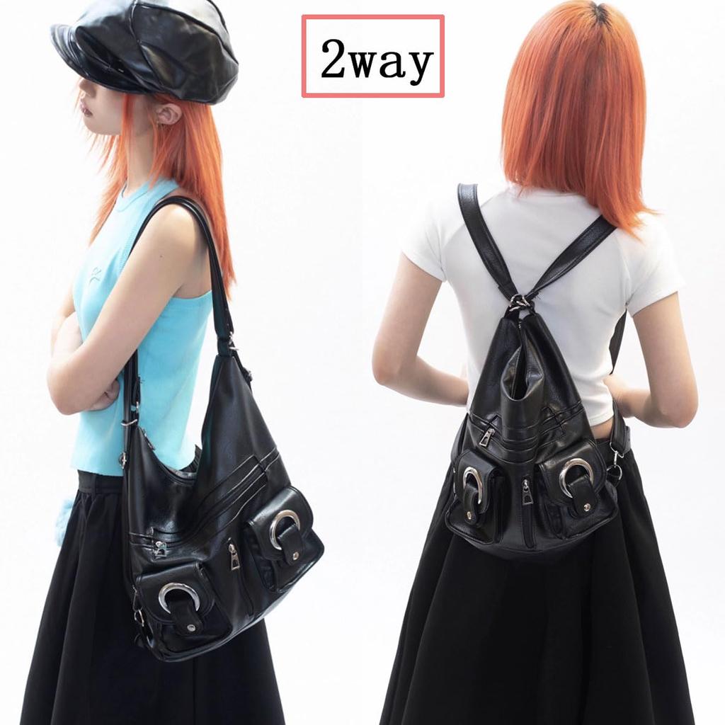 Roiyezo Women's Shoulder Bag, 2-Way Tote Bag, Backpack, Handbag, Y2k, Large Capacity, Handbag, Popular, Retro Design, Lightweight, Perfect for