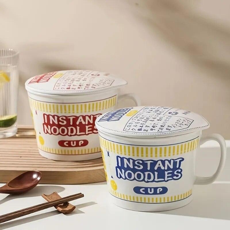 Velkokapacitní keramická miska na instantní nudle s náustkem