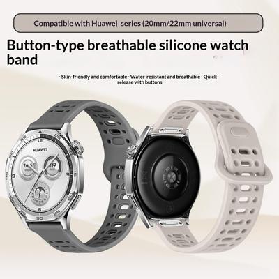 Für Huawei Watch GT 6 46mm Silikon-Uhrenarmband 22mm Schnellverschlussknopf Hohlumgekehrte Schließe Armband