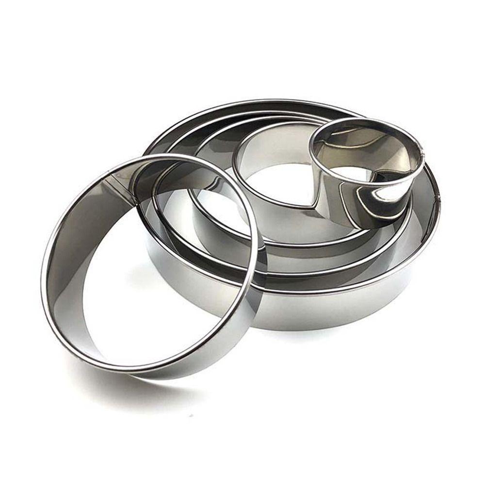 6Pcs/Set New Stainless Steel Cake Ring Mold Round Circle DIY Cake Gum Paste Mould 5/7/9/11/13/15cm Cookie Mousse Cuttur