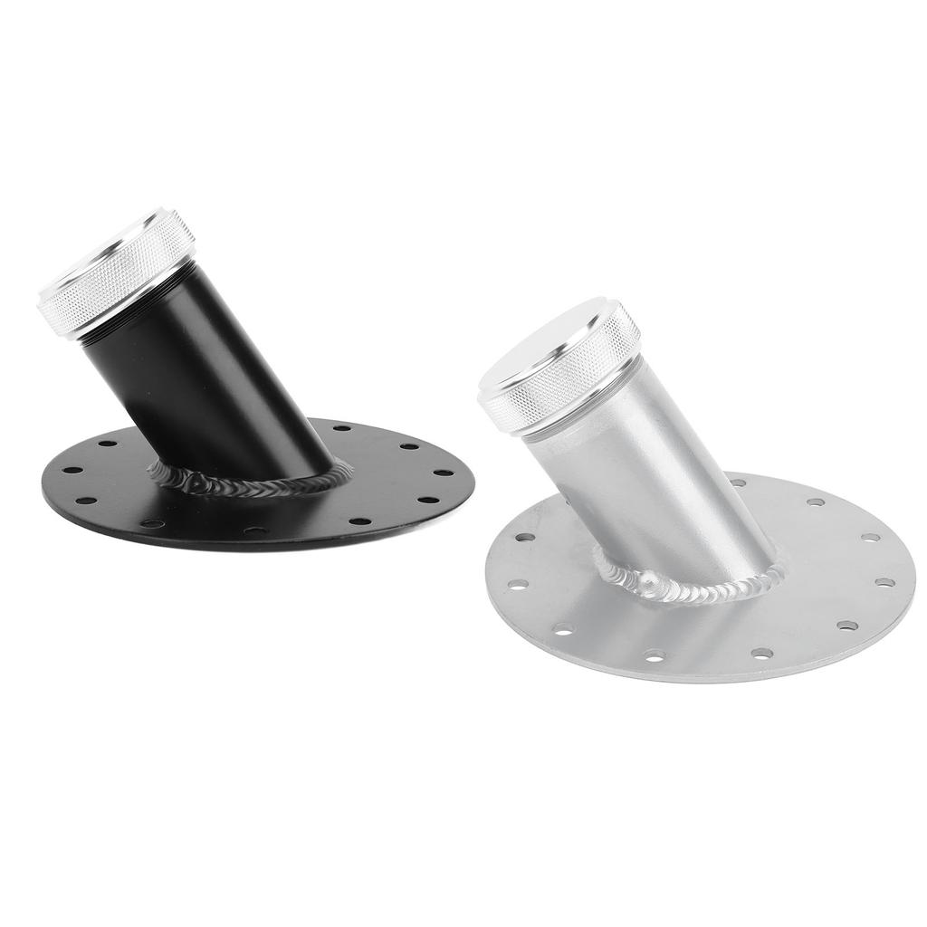 45 Degree Fuel Cell Filler Neck with 12 Bolt Steel Base Aluminum Cap 1.5in Inner Diameter